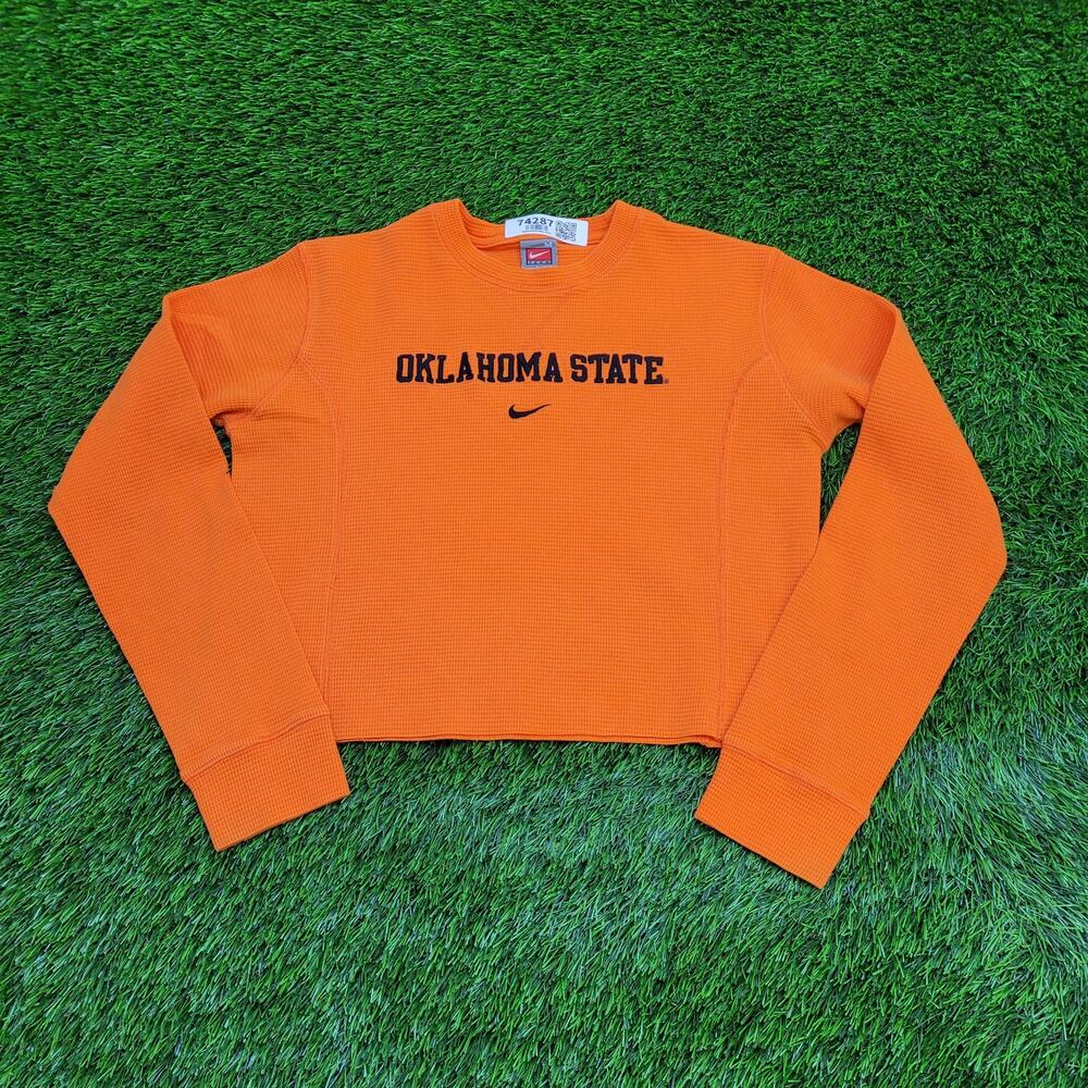 NIKE Oklahoma Crop-Top Shirt Womens Medium 19x17 Orange